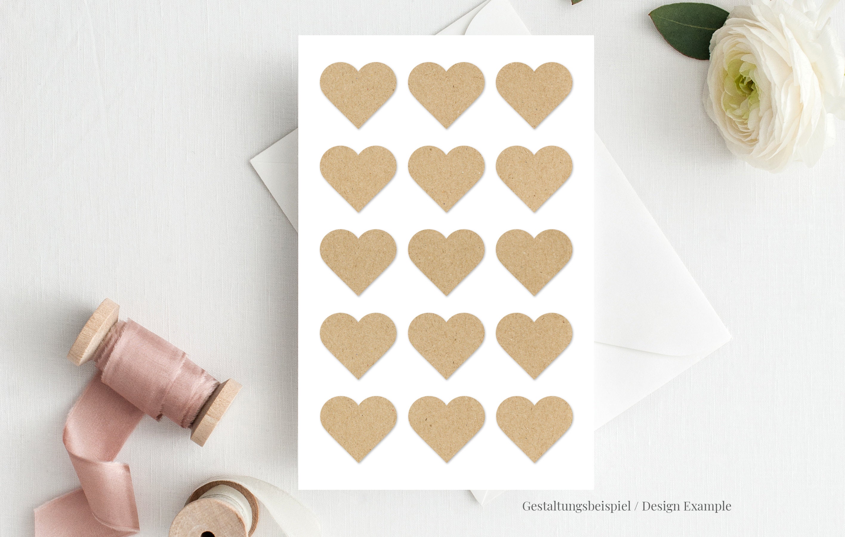 Stickers kraft paper heart 25cm 60 pcs Etsy