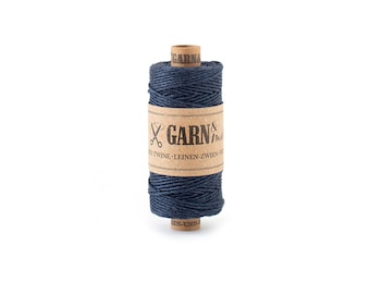 Leinenzwirn dunkelblau, 45m, Bäckergarn aus Leinen, einfarbiges Bakers Twine, Garn Marine, Geschenkband Geburtstag