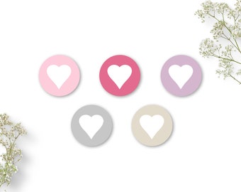 Sticker heart, pink mix, 24 mm, sticker set girl, also with star motif