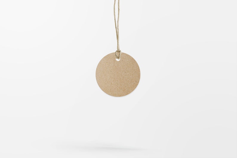 small gift tags made of recycled paper, 4 cm, round paper tags, circular tags, kraft paper gray or white image 3