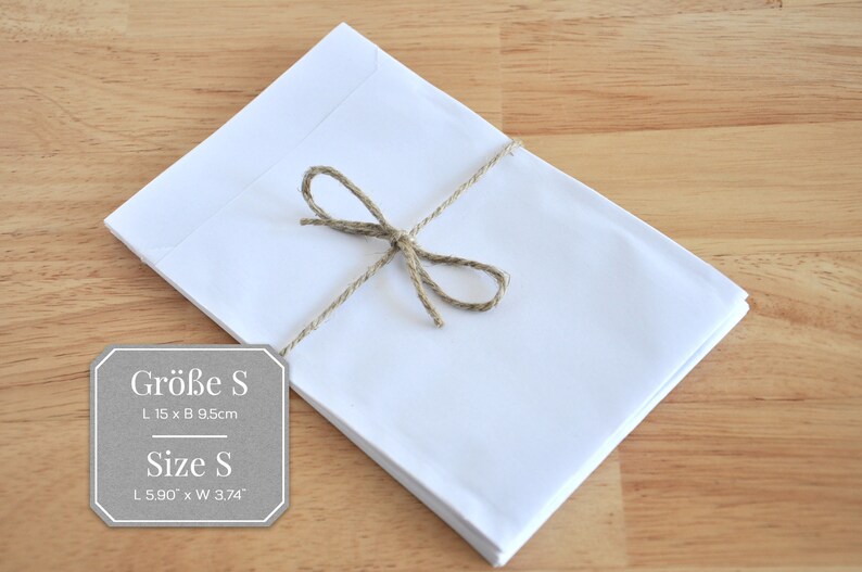 25 paper bags white S 9.5 x 15 cm, sustainable gift bags, flat bags, neutral gift packaging, flat bag image 5