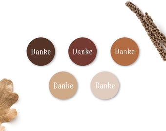 Dankeaufkleber Boho, 24mm, Herbst Sticker, Aufkleber Danke feminin, Erdfarben | Autumn Garden