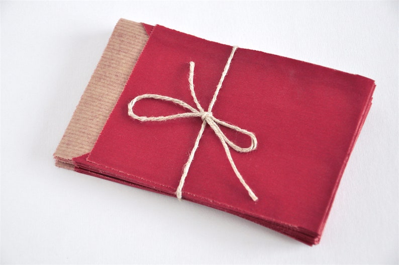 25 paper bags kraft paper red S 9.5 x 15 cm, flat bags, flat gift bags, Advent calendar bags image 1