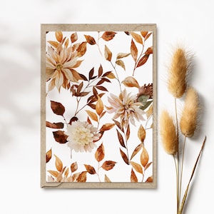 florale Grußkarte mit Aquarell Print, Motivkarte Trockenblumen Herbst, Faltkarte A6 inkl. Umschlag, Karte zum Geburtstag | Autumn Garden
