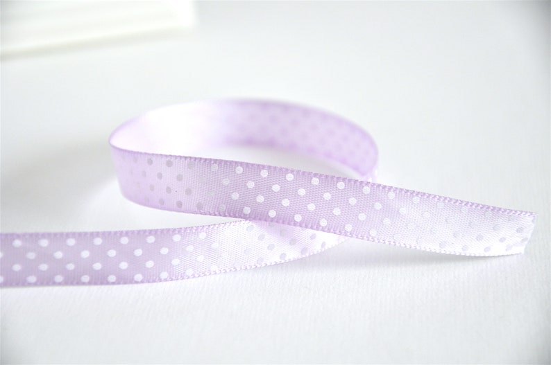 25 m satin ribbon lilac dots, 12 mm 0.15 EUR/meter image 2