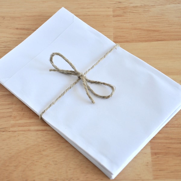 25 Papiertüten weiß S - 9,5 x 15cm, nachhaltige Geschenktüten, Flachbeutel, neutrale Geschenkverpackung, Flatbag