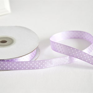 25 m satin ribbon lilac dots, 12 mm 0.15 EUR/meter image 1