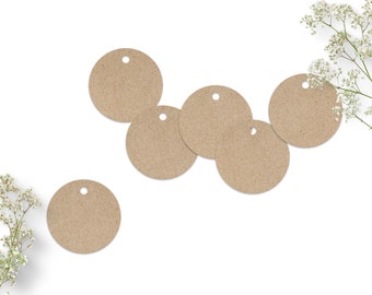 small gift tags made of recycled paper, 4 cm, round paper tags, circular tags, kraft paper gray or white