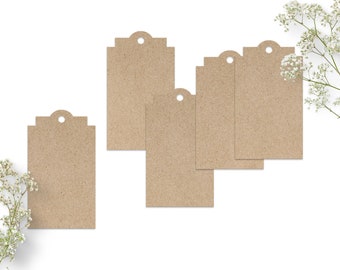 Geschenkanhänger in geometrischer Form, Anhänger aus Recycling Kraftpapier, 4x7cm, nachhaltige Tags, moderne Papieranhänger