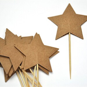 Muffin Stecker Sterne aus Kraftpapier, Kuchendeko für den Kindergeburtstag, Cupcake Topper zu Weihnachten Bild 3