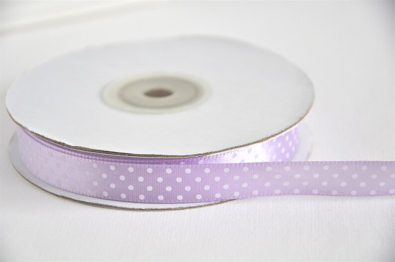 25 m satin ribbon lilac dots, 12 mm 0.15 EUR/meter image 4