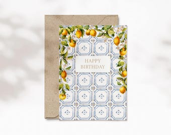 Karte zum Geburtstag Azulejos Zitronen Happy Birthday / MSC