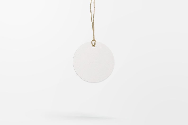 round sustainable gift tags in white, tags made of recycled kraft paper, 5 cm, circular paper tags image 3