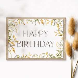 Karte Happy Birthday Trockenblumen, neutrale Glückwunschkarte zum Geburtstag, Geburtstagskarte Wildblumen, Faltkarte A6 | Fragrant Garden