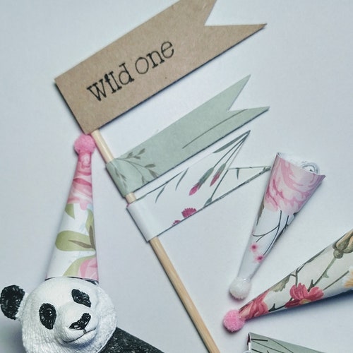 Set of Party Hats for Your Cake Topper Animals Removable Etsy UK