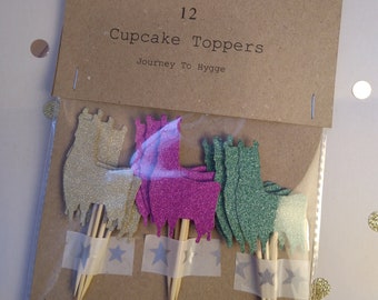 Llama Cupcake Topper, 12, Lama Cake Topper, Drama Lama, Lama Themen Geburtstagstorte.