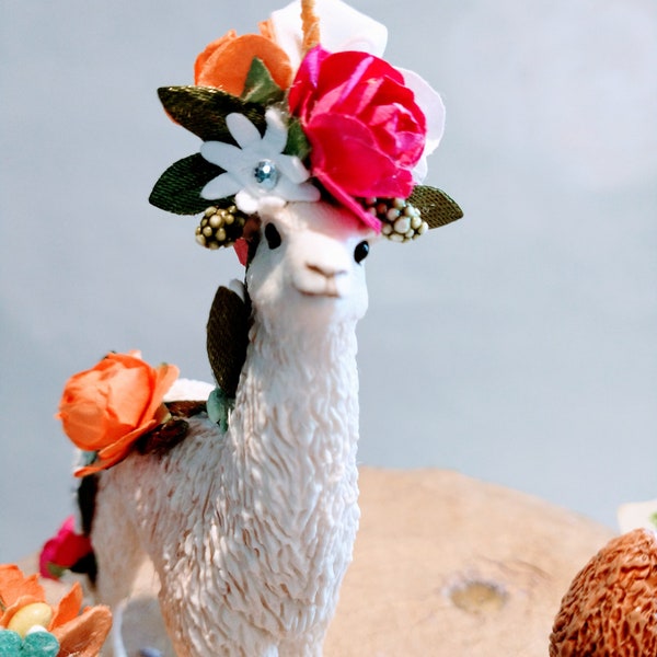 Schleich llama, cake topper, add extra accessories, birthday cake decoration.