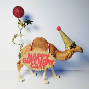 Decorazione per torta a forma di cammello Schleich, personalizzata, vari accessori disponibili, per feste di compleanno per bambini.