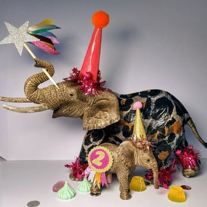 Schleich elephant party animal, personalized flag,  cake topper, birthday cake, circus party, safari, Kids birthday.