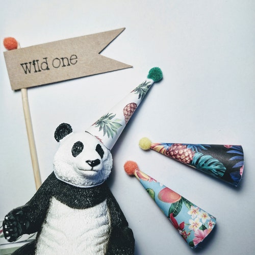 Mini Cake Topper Animal Set Animals Wearing Party Hats Comes Etsy