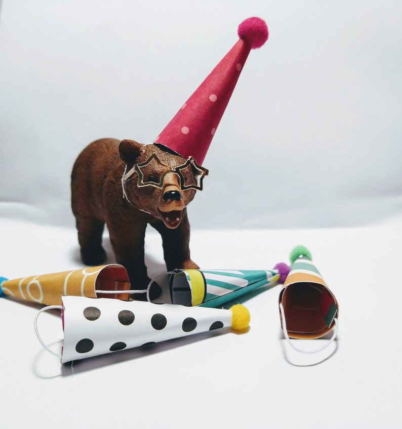 Set of Party Hats for Your Cake Topper Animals Removable Etsy UK
