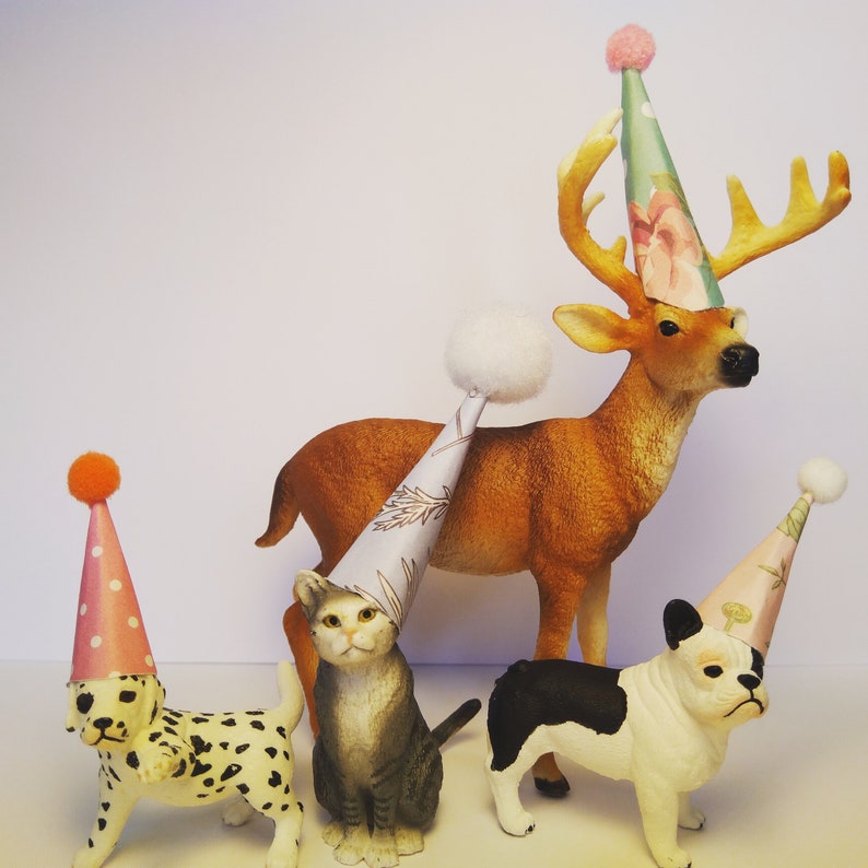 Animal cake topper Schleich stag animals in hats cake Etsy