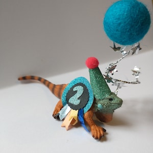 Schleich Iguana by Journey To Hygge, add your own accessories, includes a mini personalized flag.