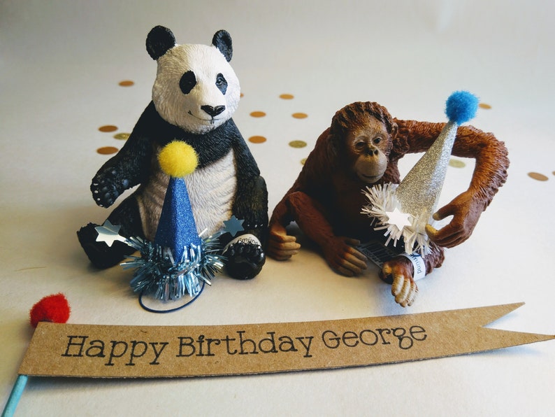 Set van feesthoeden Animal cake toppers mini Etsy