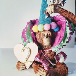 Adorno para tarta de orangután de Schleich Circus, animal, decoración para tarta, animal con sombrero, fiesta temática de circo.