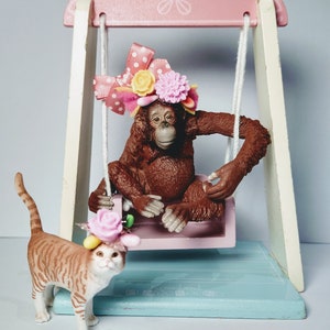Adorno para tarta de fiesta en forma de orangután de Schleich, corona floral, tarta de cumpleaños, baby shower.