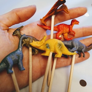 Mini dinosaurs, natural colour, kids birthday, cake toppers.