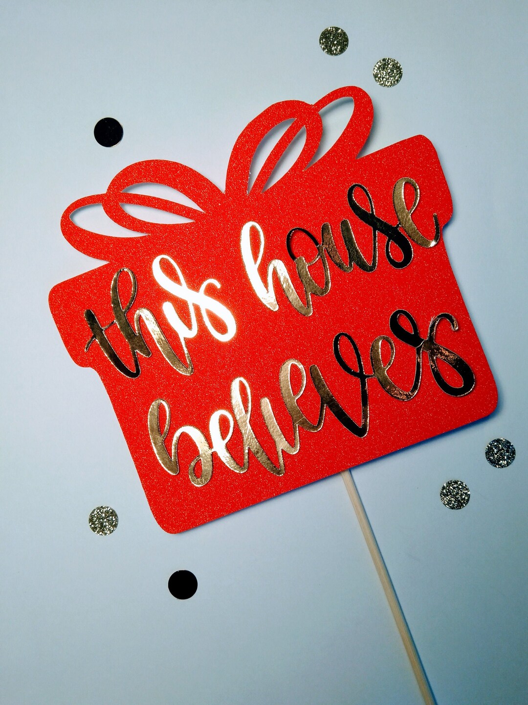 This House Believes Christmas Cake Topper, Cake Decoration, Family Christmas, Animal Cake