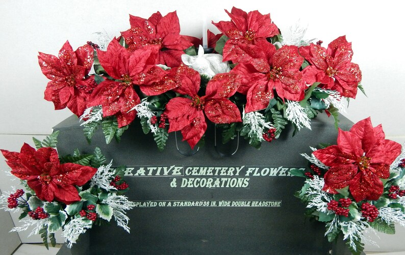 Christmas Memorial Decoration Cemetery Flower Solar Candle Etsy