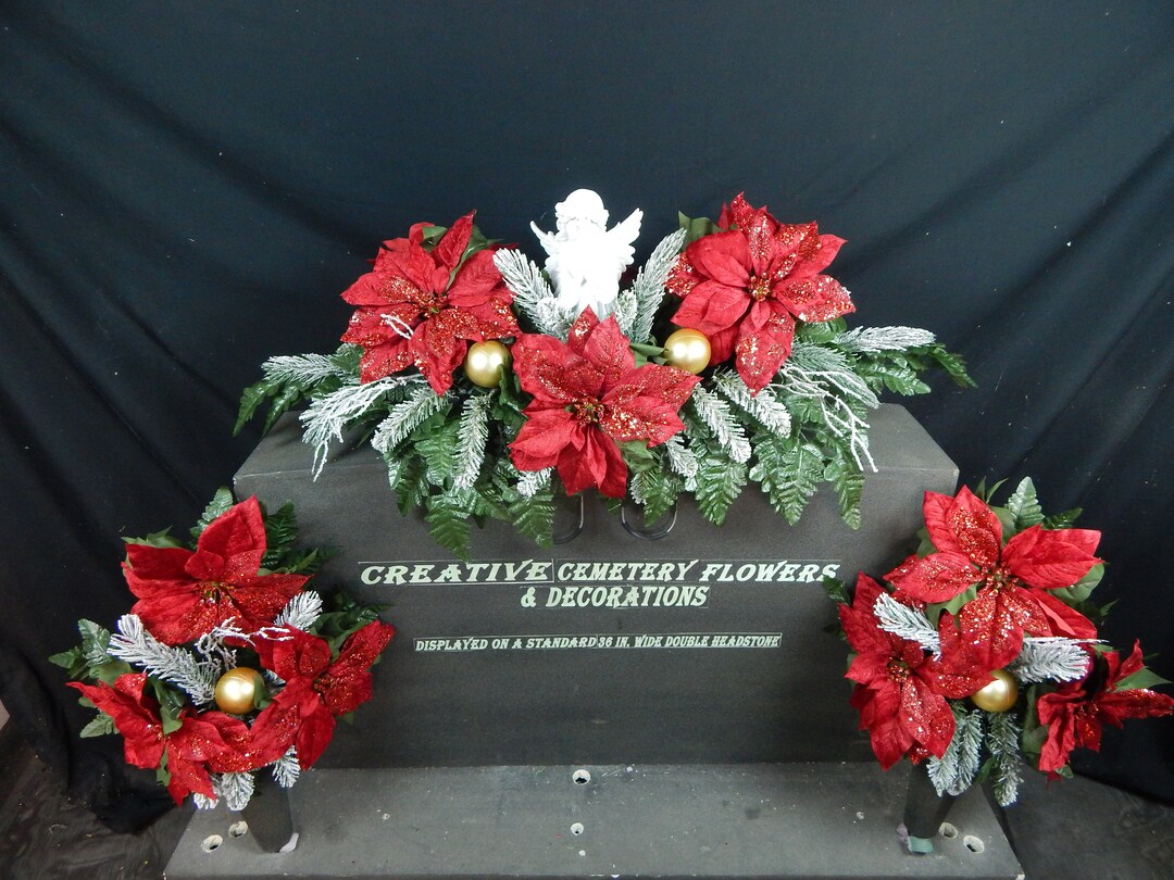 Guardian Angel Cemetery Flower Christmas Double Headstone Etsy