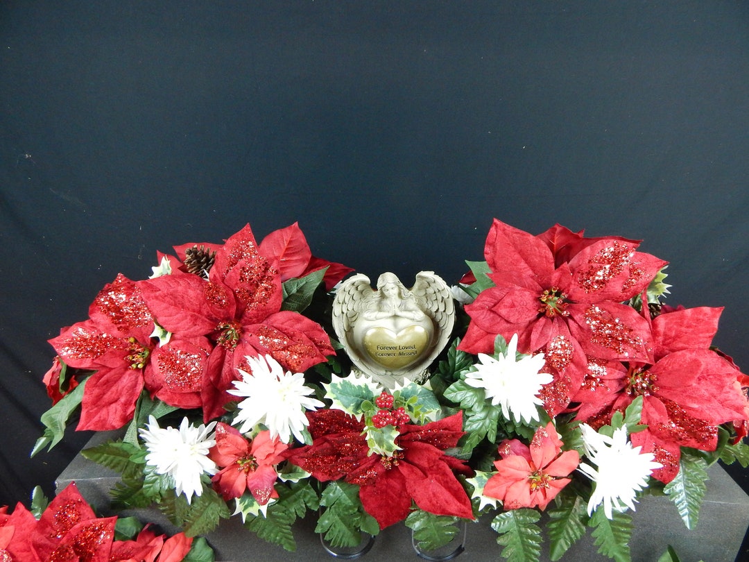 Guardian Angel Cemetery Flower Christmas Double Headstone Etsy