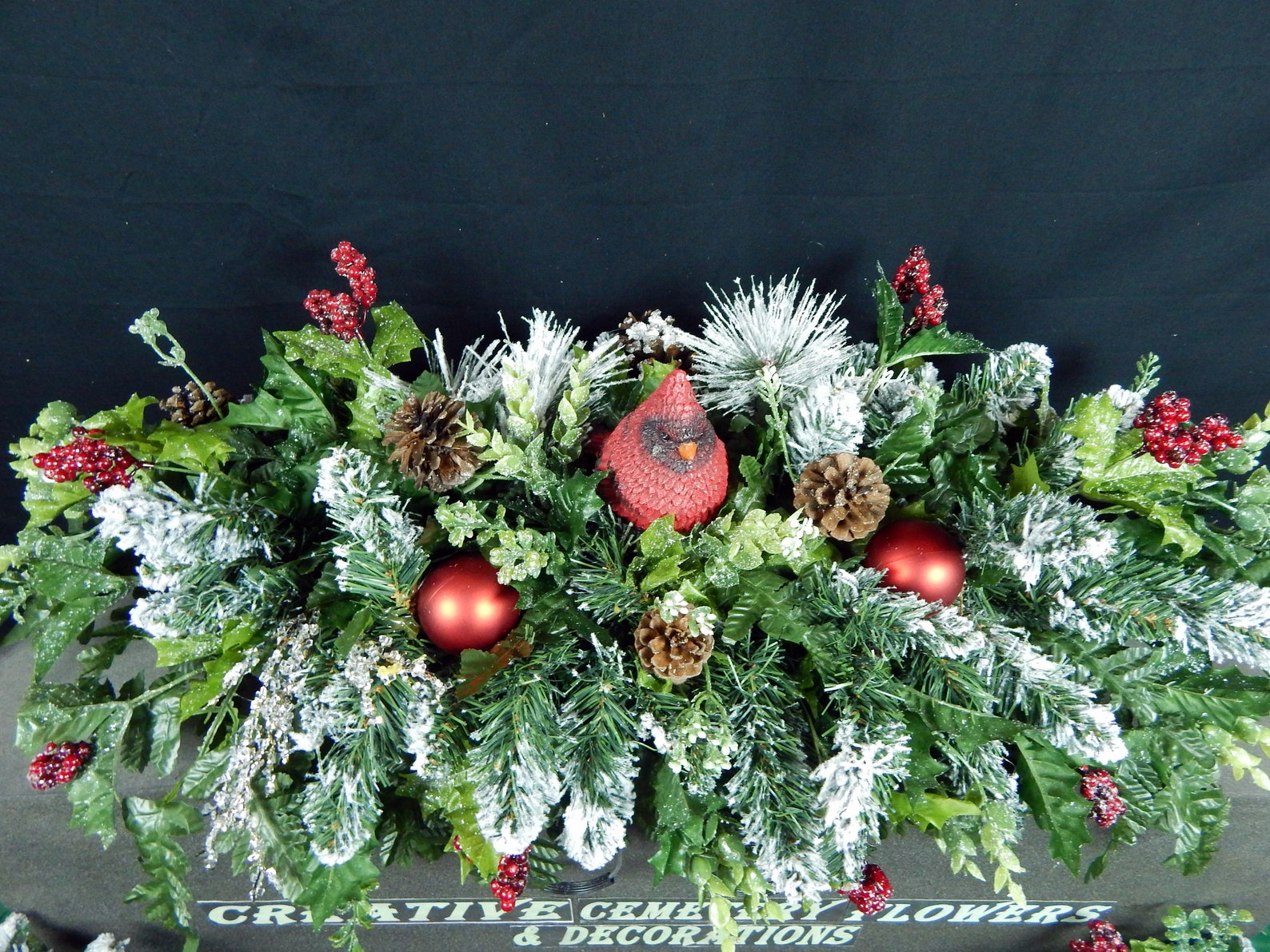 Red Cardinal Christmas Memorial Decoration Cemetery Flower Etsy