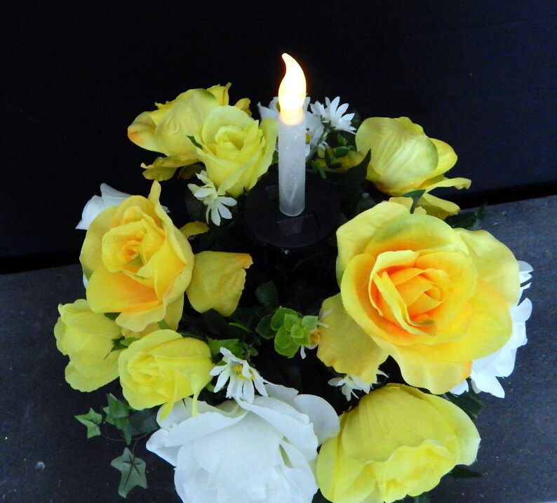 Solar Candle Cemetery Flower Deluxe Headstone/Tombstone Vase Etsy