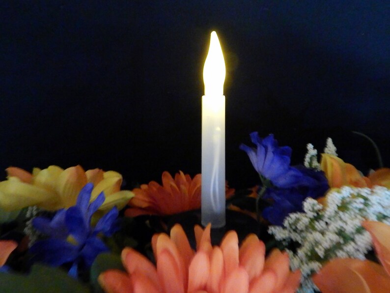 Solar Candle Double Cemetery Flower Headstone Saddle Or Grave Etsy