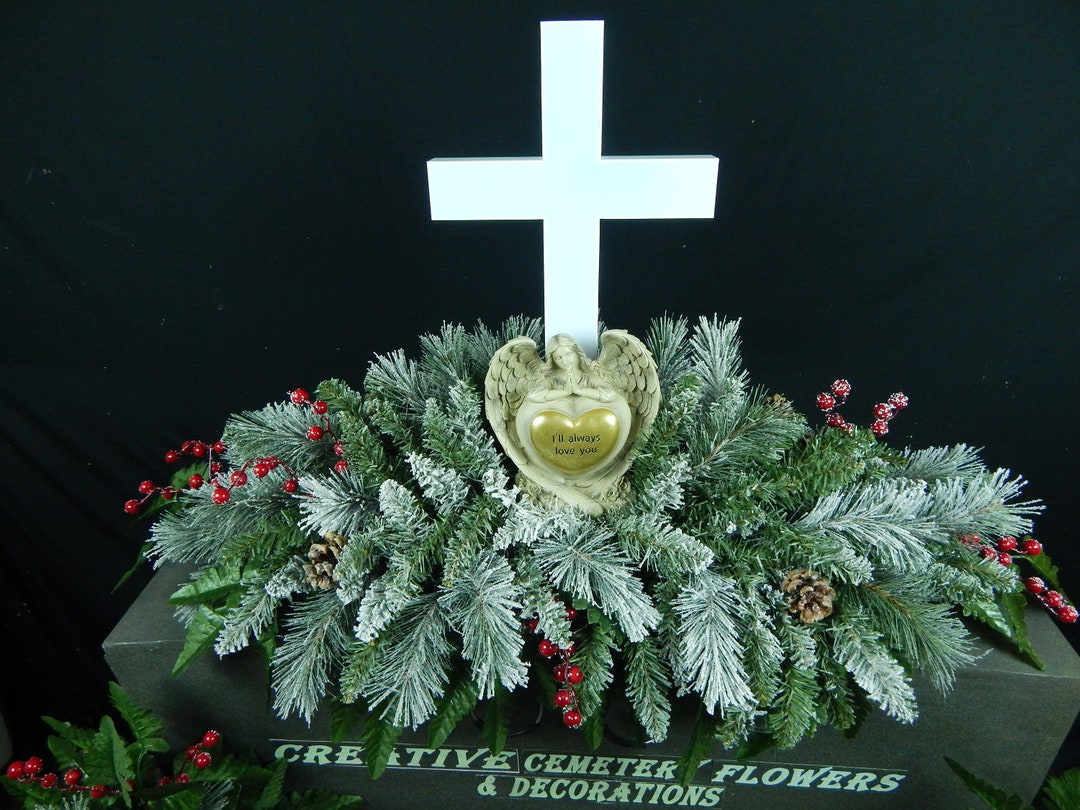 Guardian Angel Solar Light LED Cross Cemetery Flower Winter Etsy