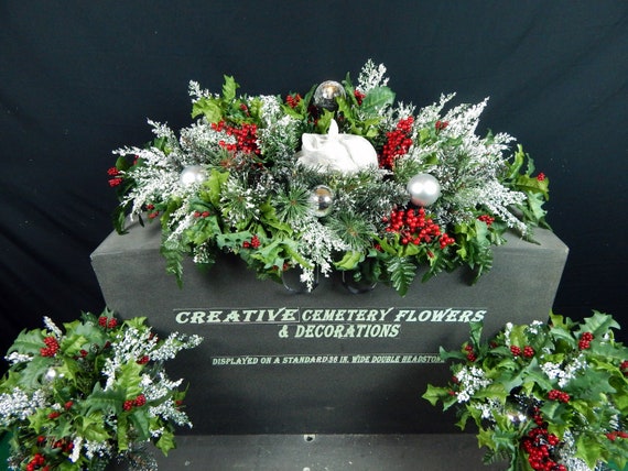 Christmas Cemetery Flower Double Headstone Saddlematching Etsy