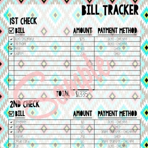 Bill Tracker Organized by Check