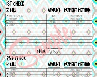 Bill Tracker Organized by Check