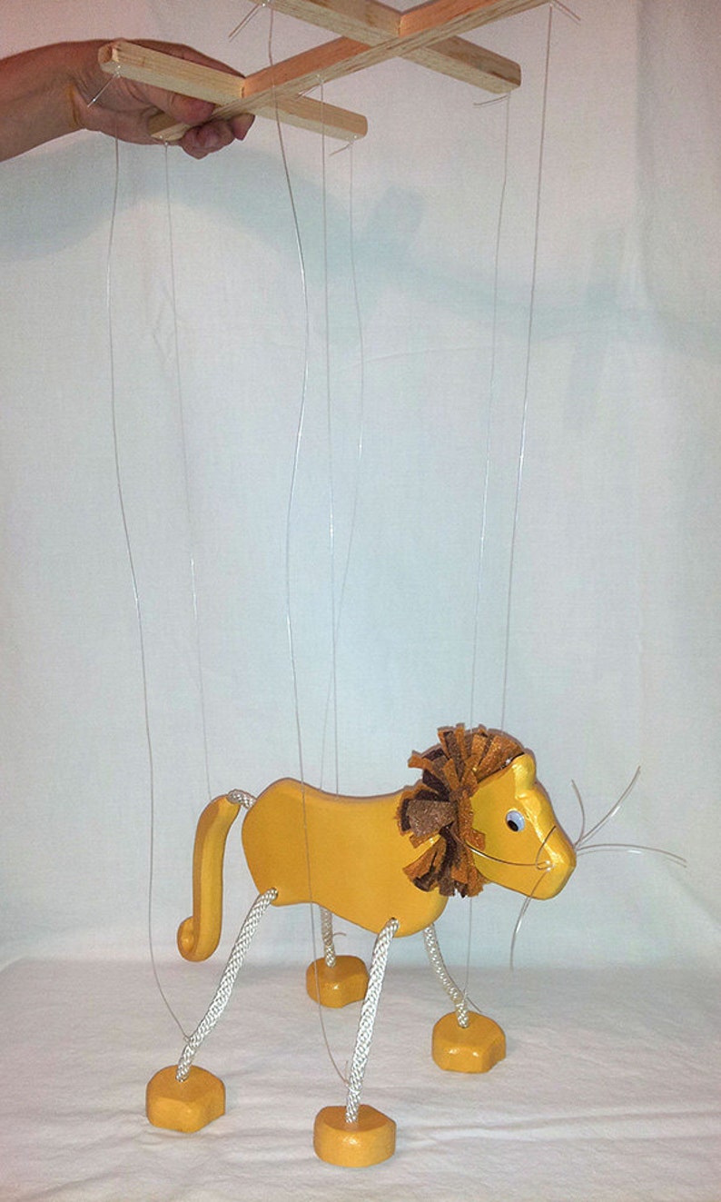 Lion Wooden Zoo Animal Toy Puppet for Kids Etsy