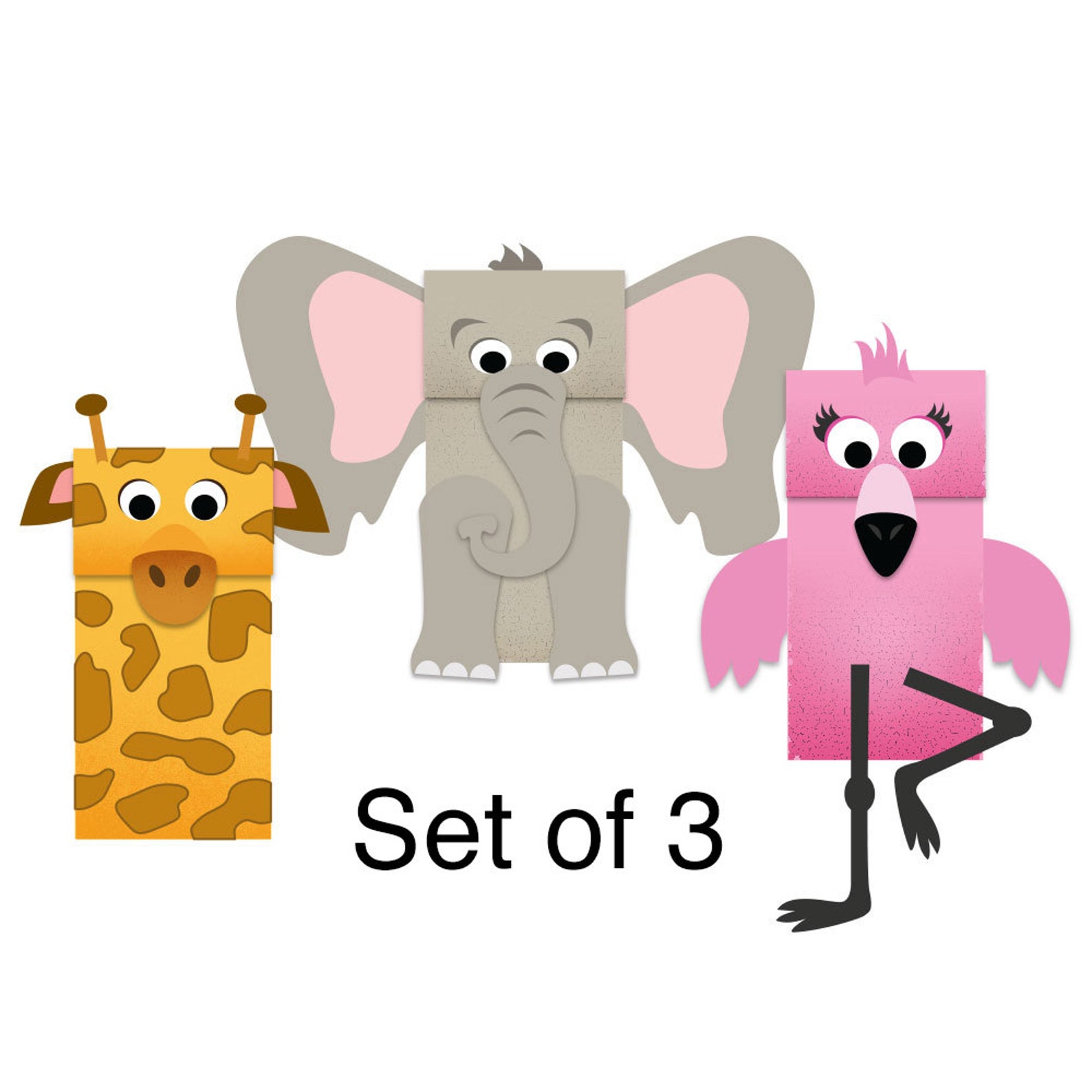Zoo Animals Paper Bag Puppets Downloadable Kid's Craft Etsy