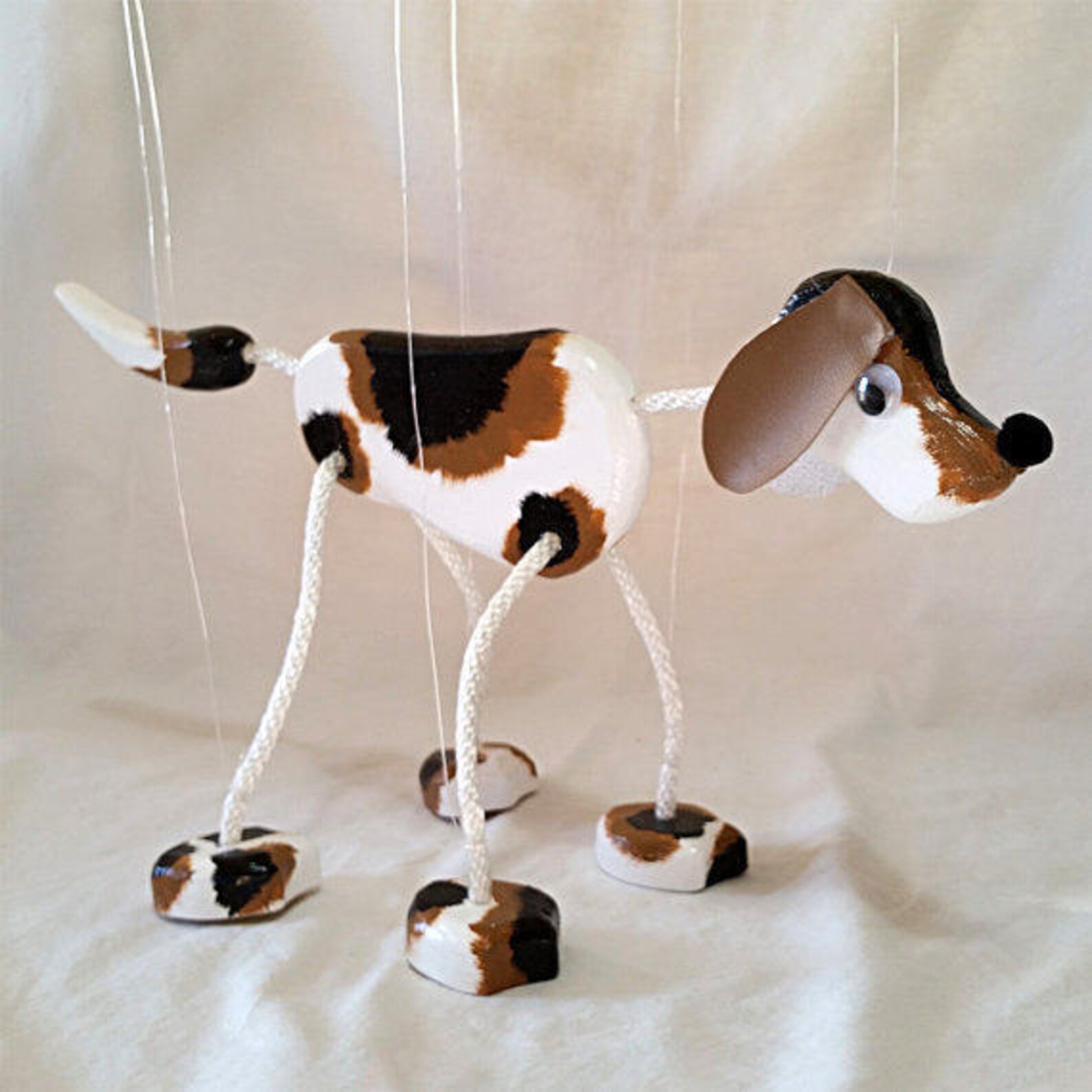Beagle Puppy Dog Wooden Puppet Pet Etsy