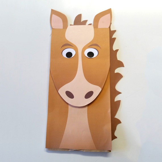 Horse Paper Bag Puppet  FULL COLOR  Downloadable PDF