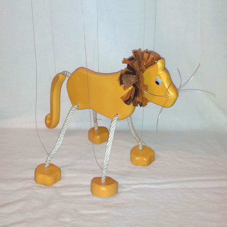 Lion Wooden Zoo Animal Toy Puppet for Kids Etsy