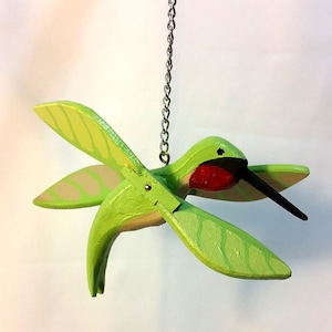 Wooden Hummingbird Whirligig ( ruby throated) for Home & Garden