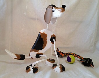 Beagle Puppy Dog Marionette - Wooden Puppet Pet