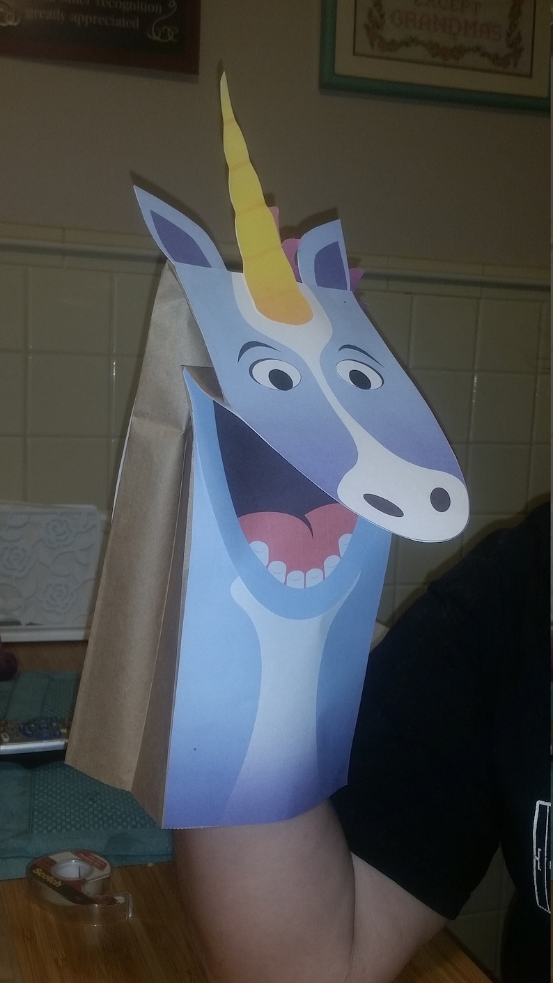 blue-unicorn-paper-bag-puppet-full-color-downloadable-pdf-etsy
